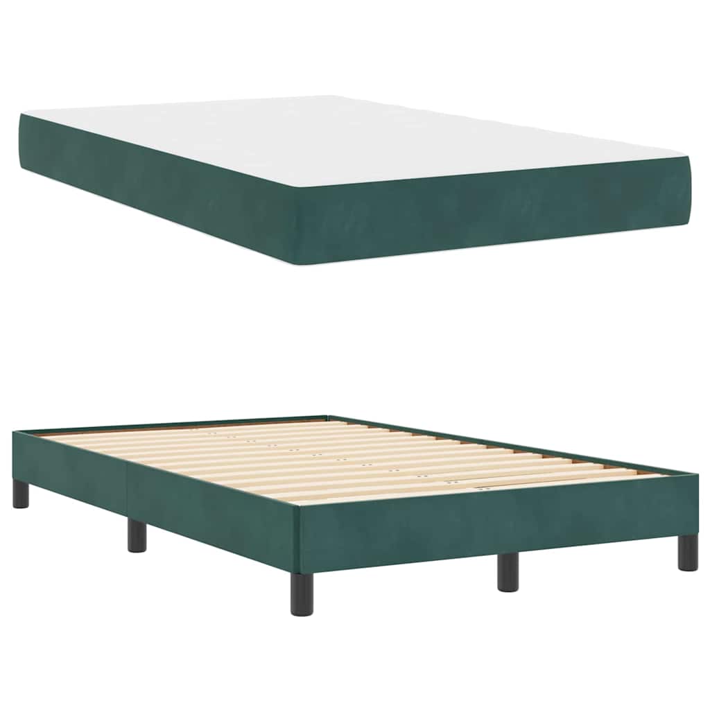 Boxspringbed met matras Donkergroen 120 x 220 cm Stof – afbeelding 4