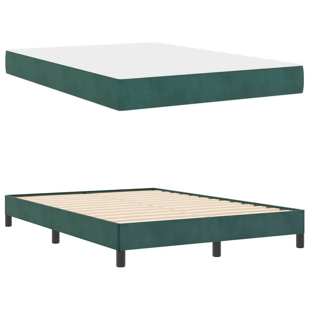 Boxspringbed met matras Donkergroen 160 x 220 cm Stof – afbeelding 4