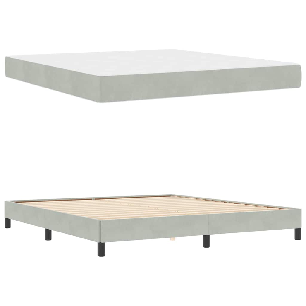 Boxspringbed met matras Lichtgrijs 180 x 220 cm Stof – afbeelding 4