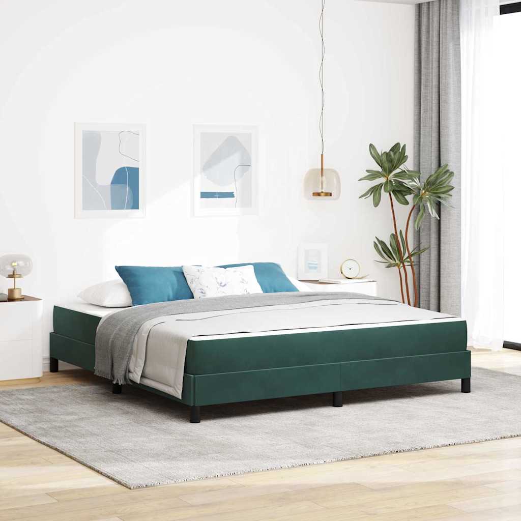 Boxspringbed met matras Donkergroen 180 x 220 cm Stof – afbeelding 1