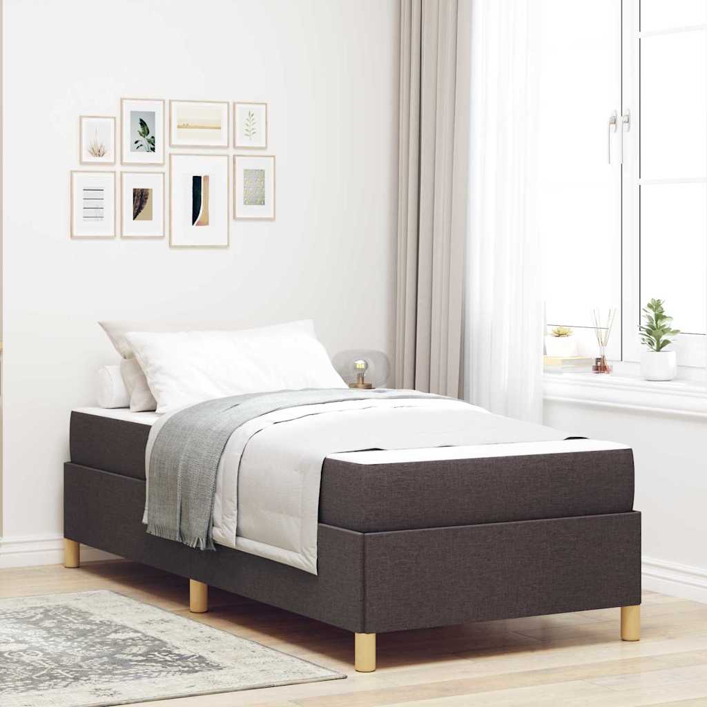 Bedframe met matras Donkerbruin 90 x 190 cm Stof – afbeelding 1