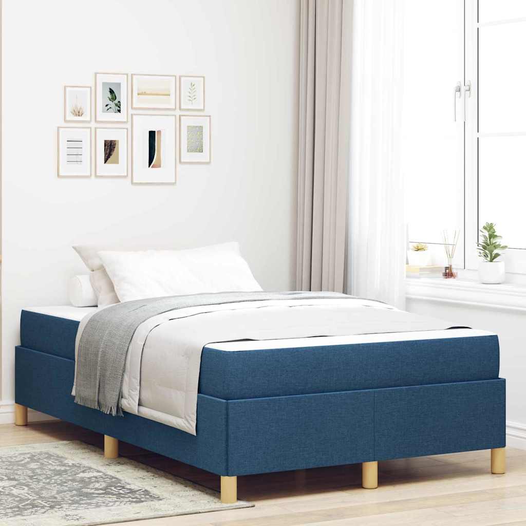 Bedframe met matras Blauw 120 x 190 cm Stof – afbeelding 1
