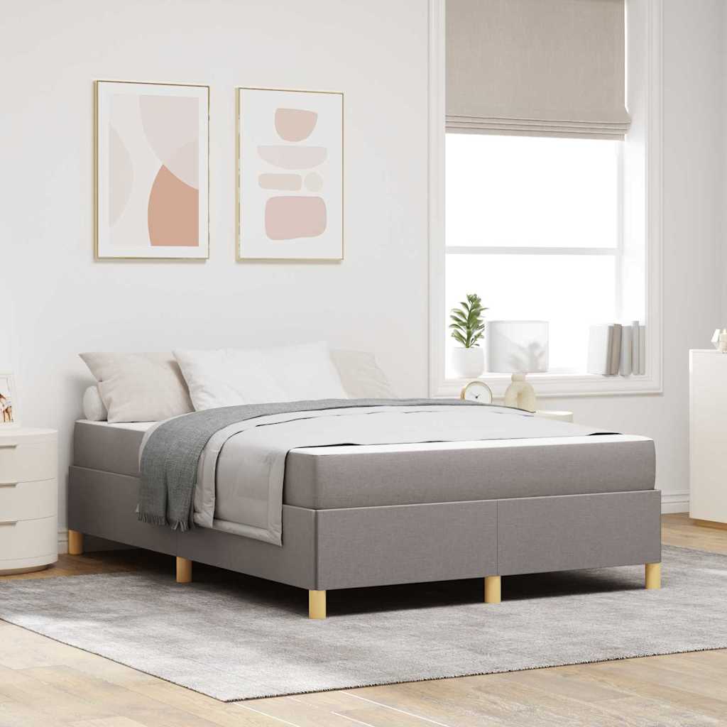 Bedframe met matras Taupe 140 x 190 cm Stof – afbeelding 1