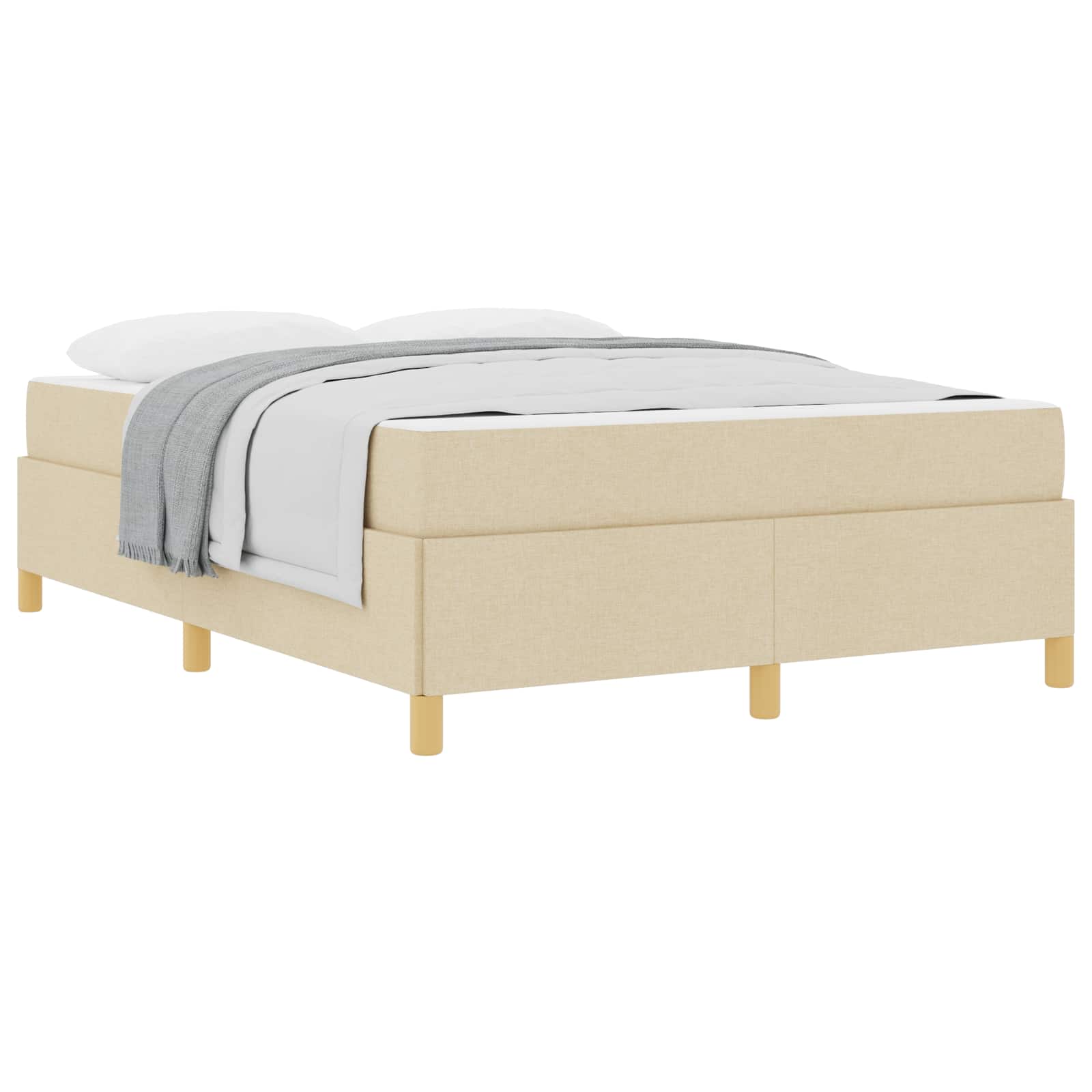 Bedframe met matras Crème 140 x 190 cm Stof – afbeelding 2