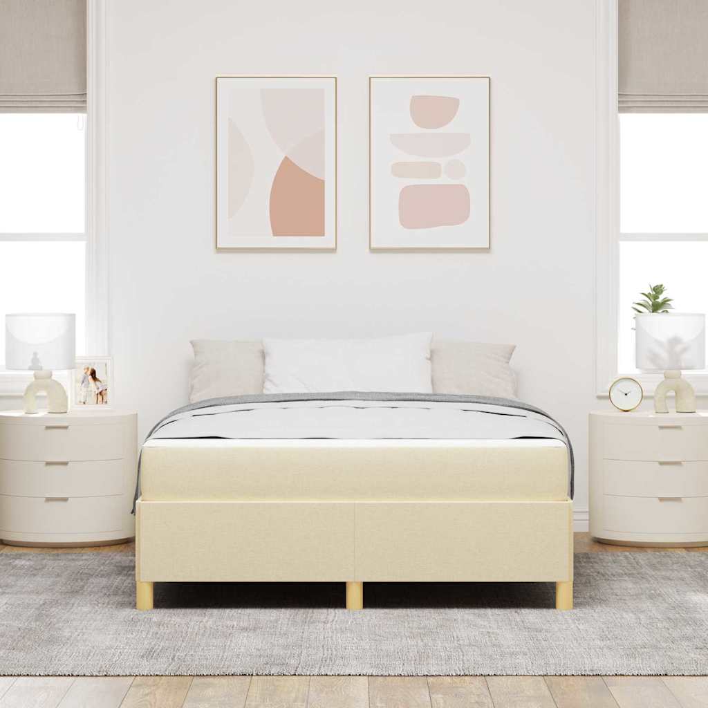 Bedframe met matras Crème 140 x 190 cm Stof – afbeelding 3