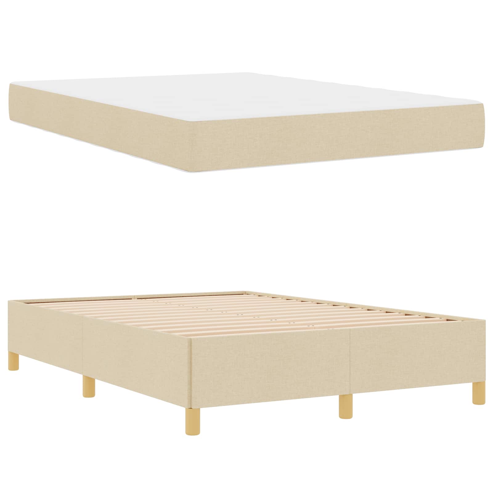 Bedframe met matras Crème 140 x 190 cm Stof – afbeelding 5
