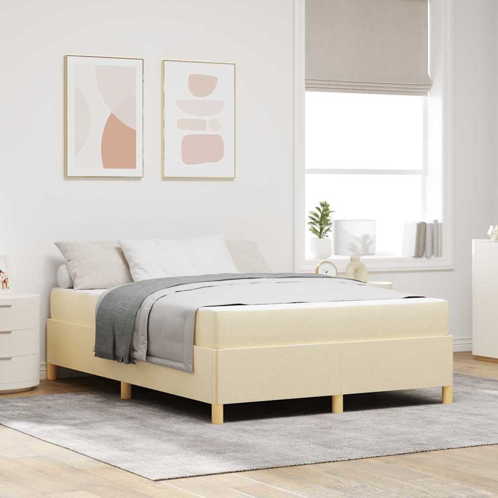 Bedframe met matras Crème 140 x 200 cm Stof – afbeelding 1