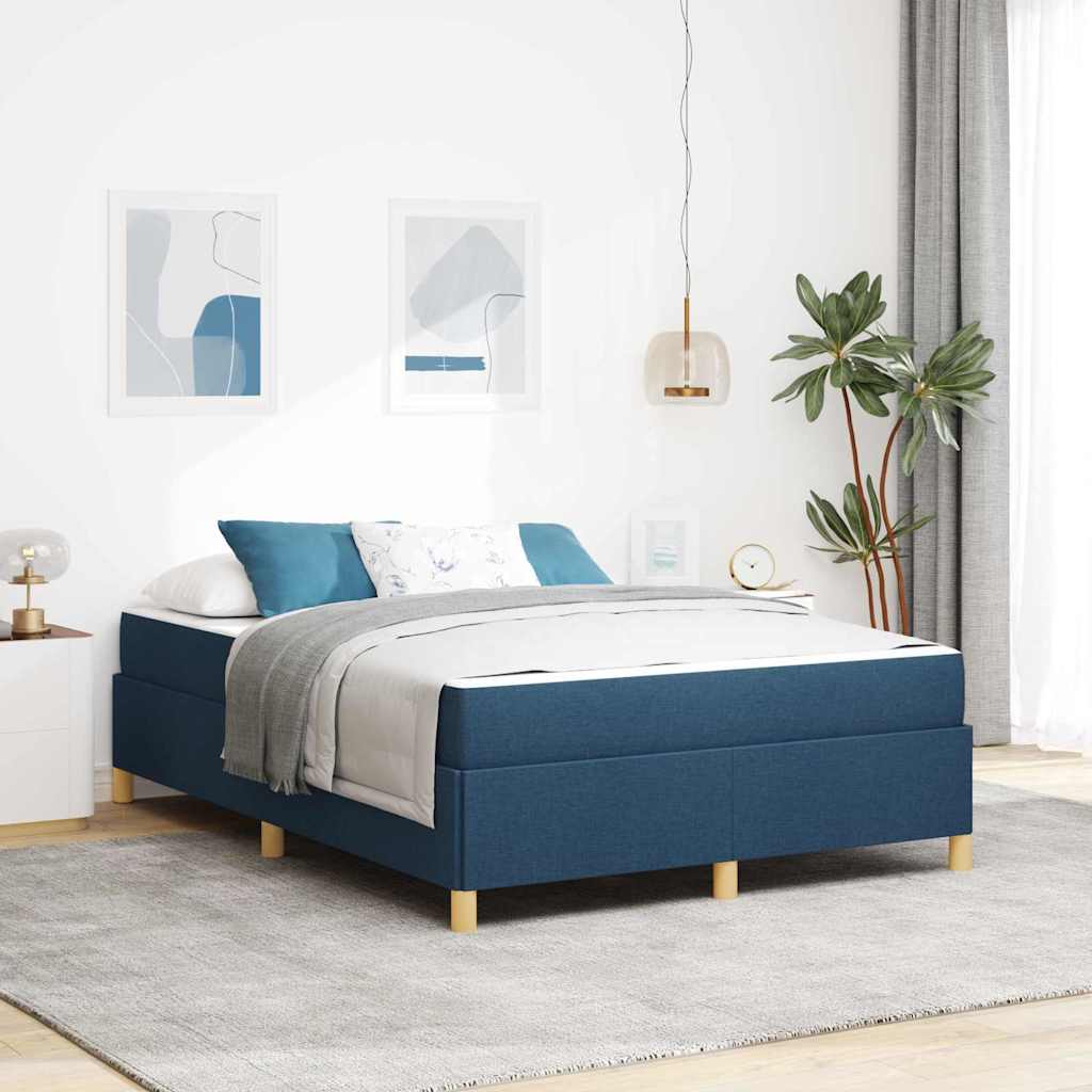 Bedframe met matras Blauw 140 x 200 cm Stof – afbeelding 1