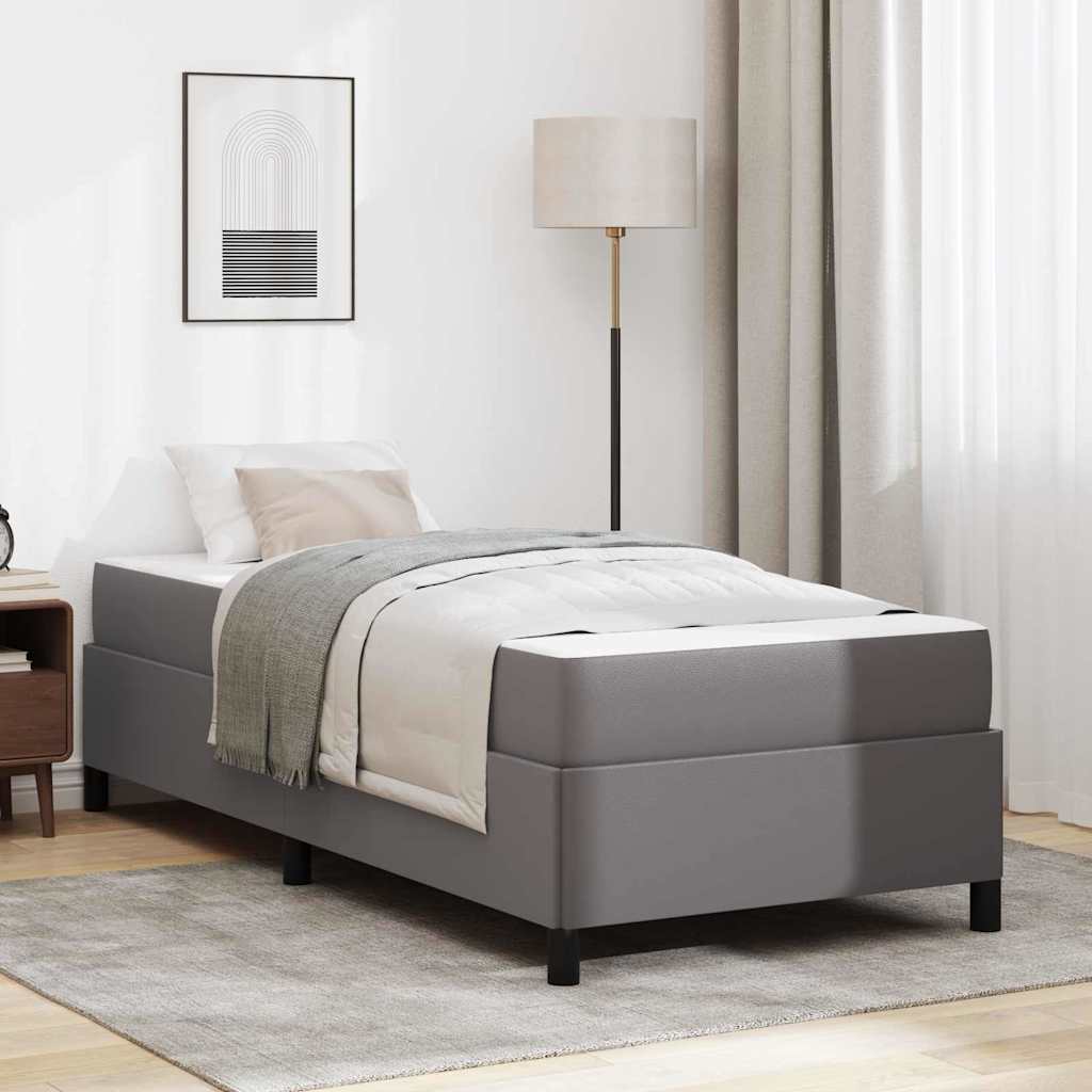 Bedframe met matras Grijs 90 x 190 cm Stof – afbeelding 1