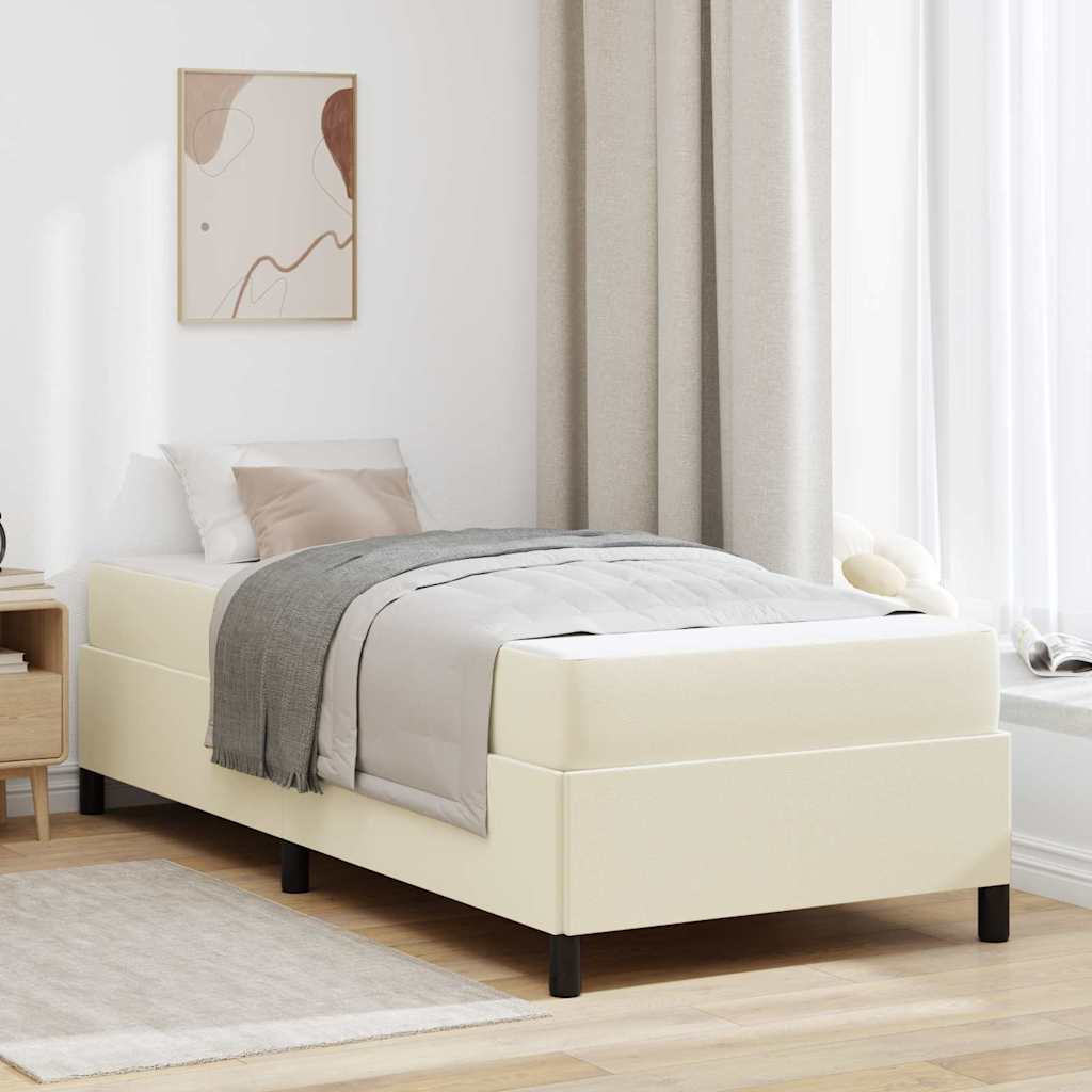 Bedframe met matras Crème 90 x 200 cm Stof – afbeelding 1