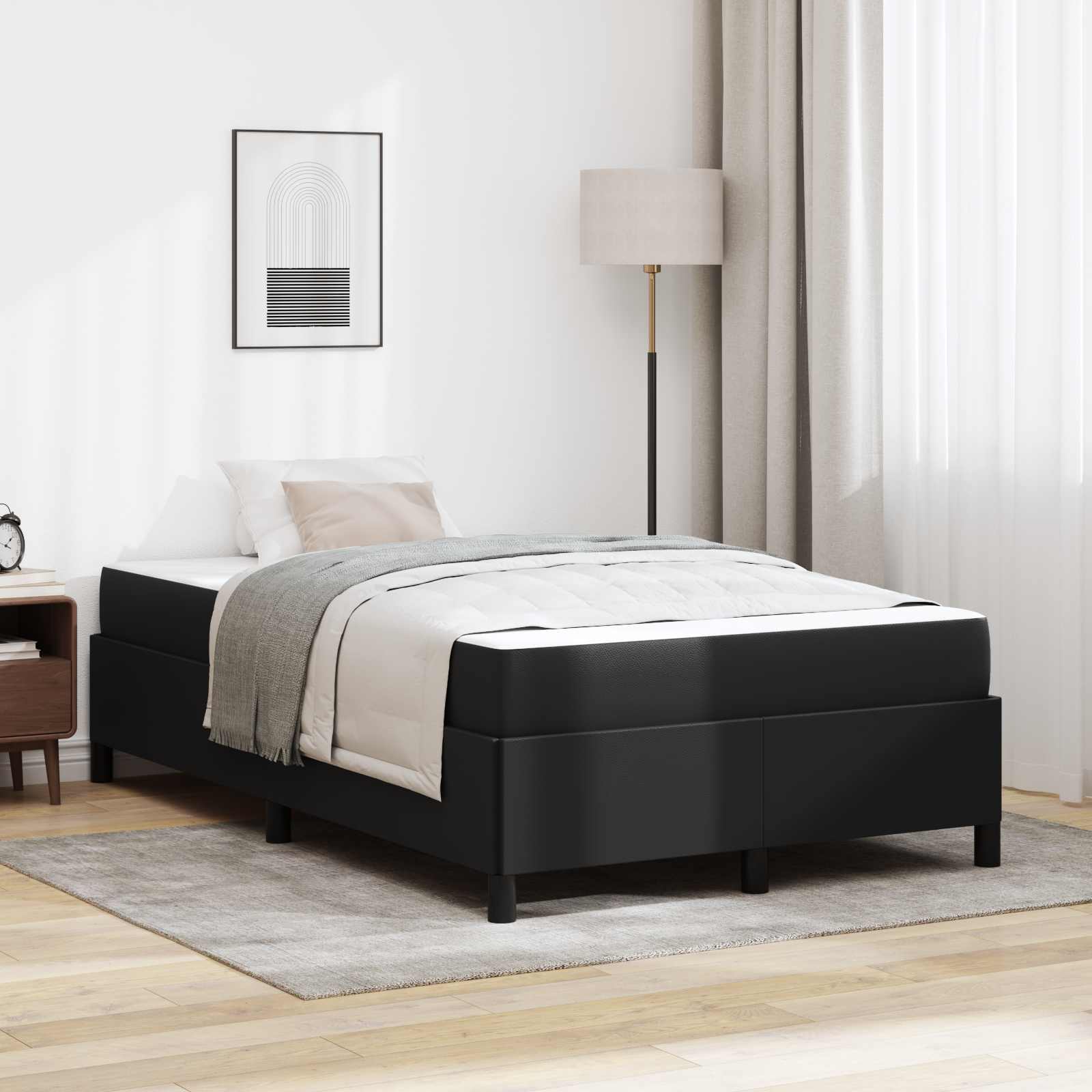 Bedframe met matras Zwart 120 x 190 cm Stof – afbeelding 1