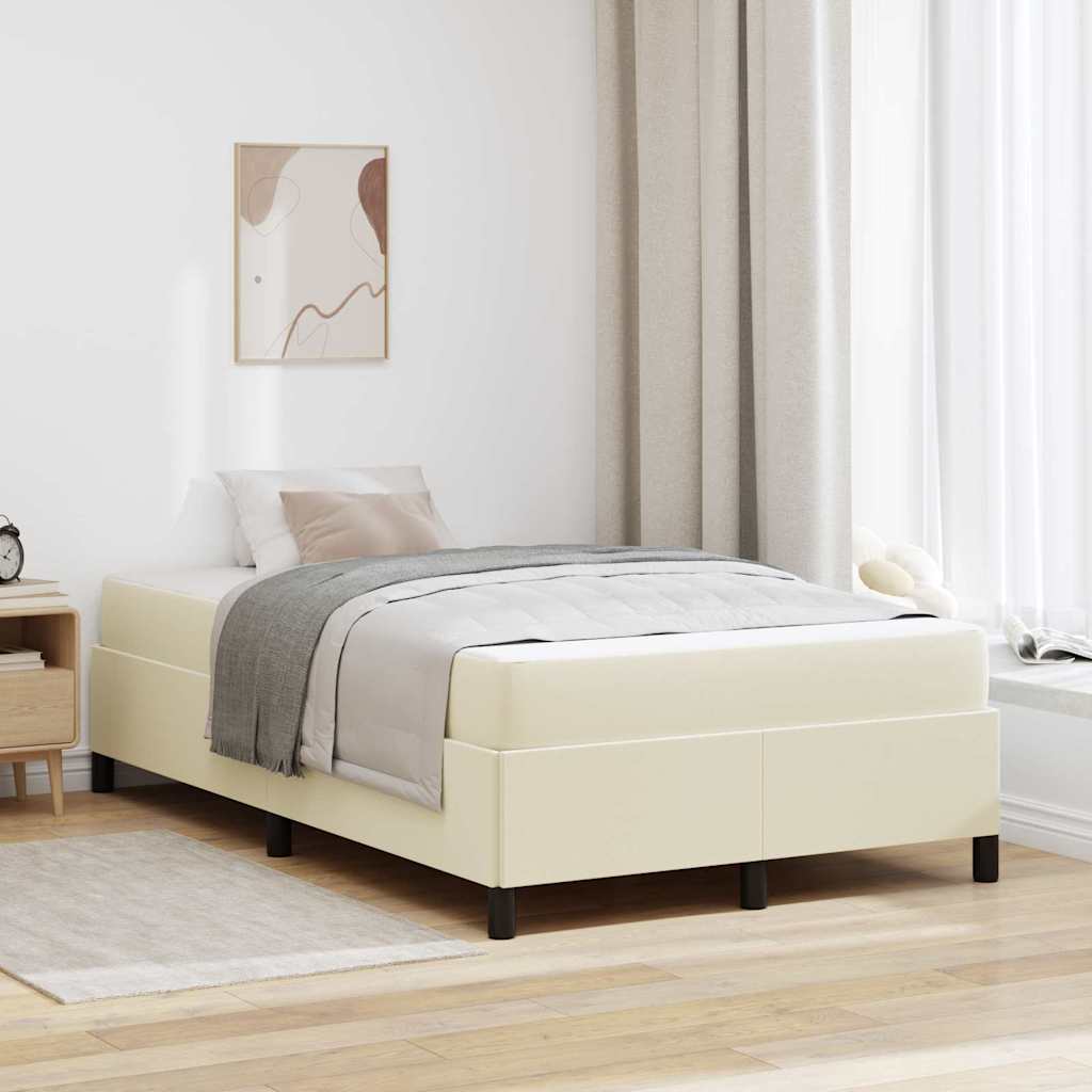 Bedframe met matras Crème 120 x 200 cm Stof – afbeelding 1