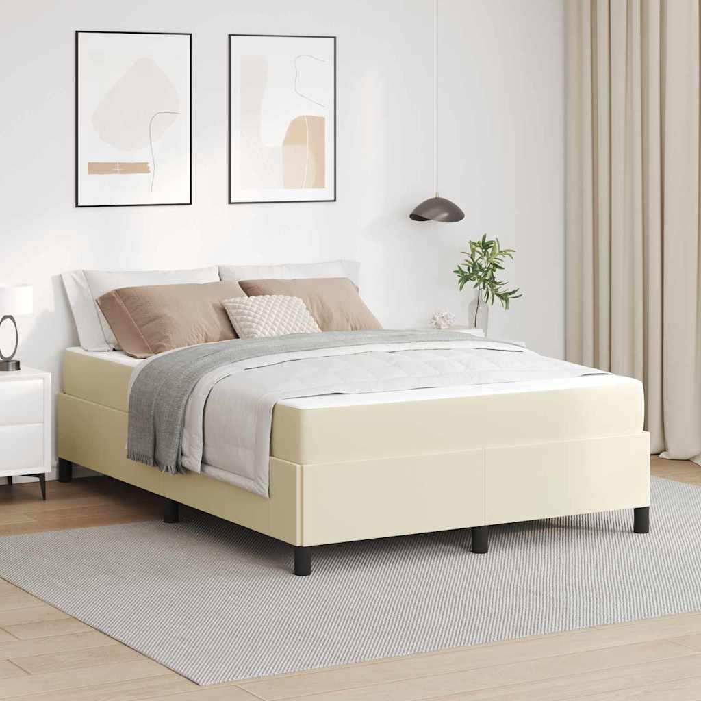 Bedframe met matras Crème 140 x 190 cm Stof – afbeelding 1
