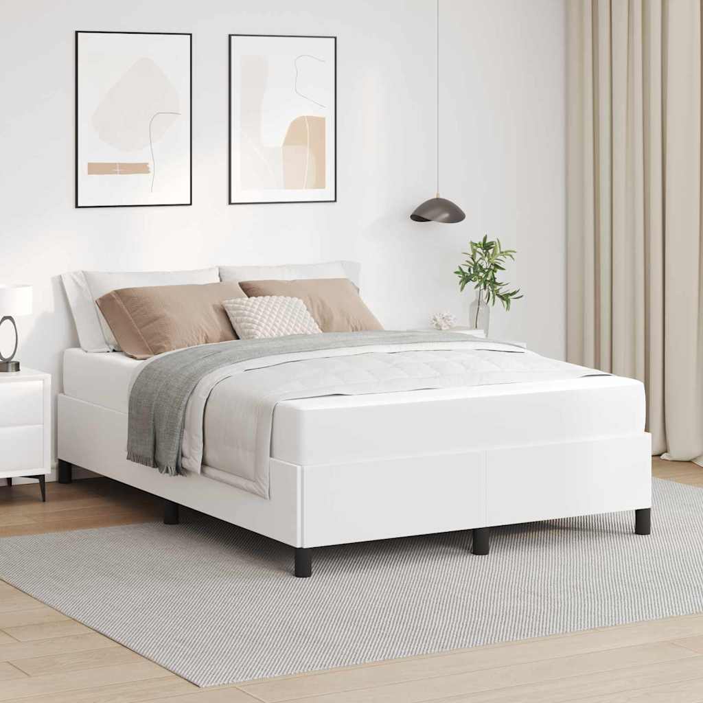 Bedframe met matras Wit 140 x 200 cm Stof – afbeelding 1