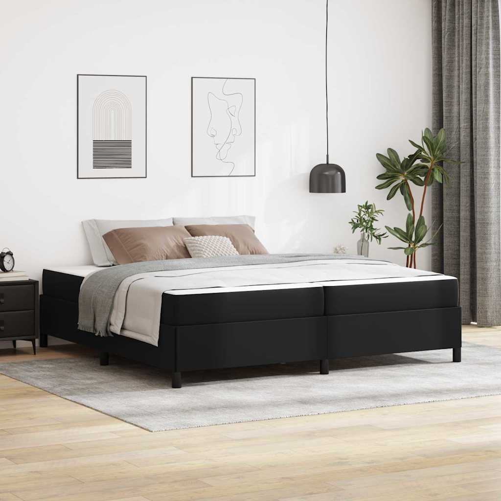 Bedframe met matras Zwart 200 x 200 cm Stof – afbeelding 1