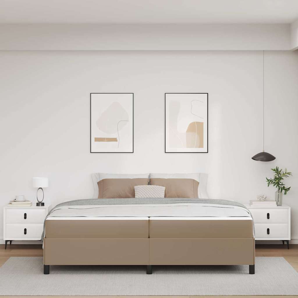 Bedframe met matras Cappuccino 200 x 200 cm Stof – afbeelding 3