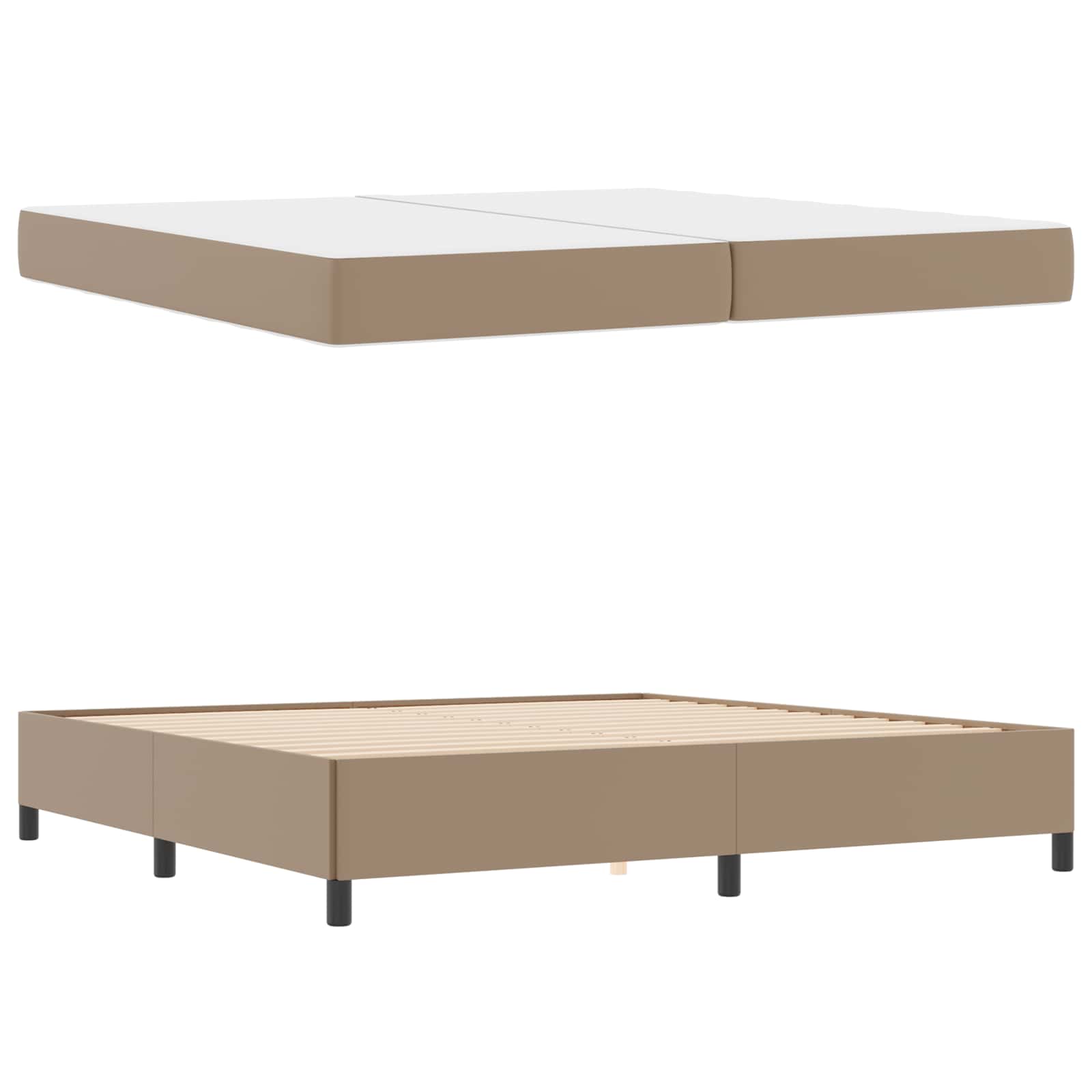Bedframe met matras Cappuccino 200 x 200 cm Stof – afbeelding 4