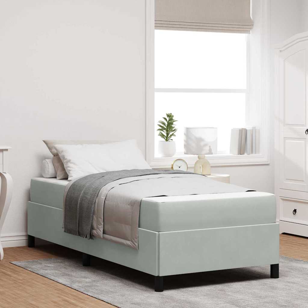 Bedframe met matras Lichtgrijs 100 x 200 cm Stof – afbeelding 1