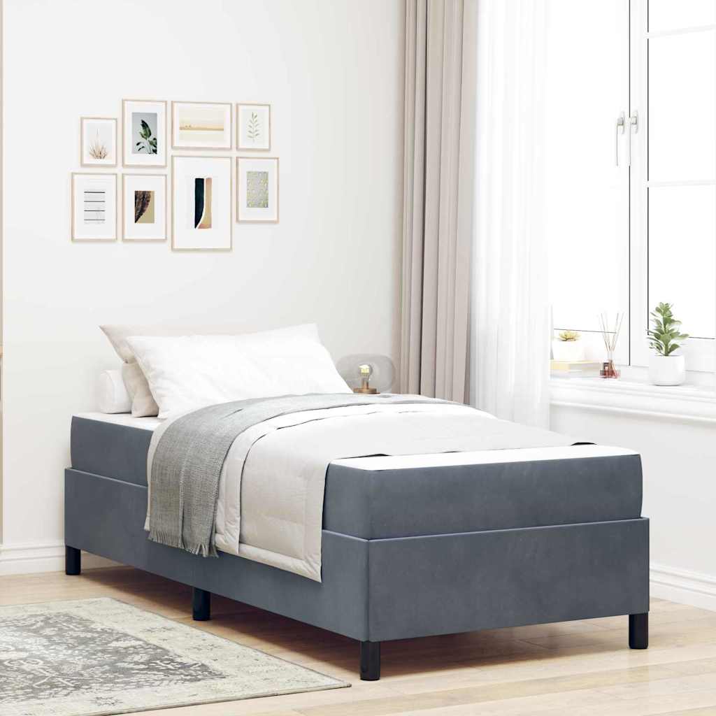 Bedframe met matras Donkergrijs 100 x 200 cm Stof – afbeelding 1