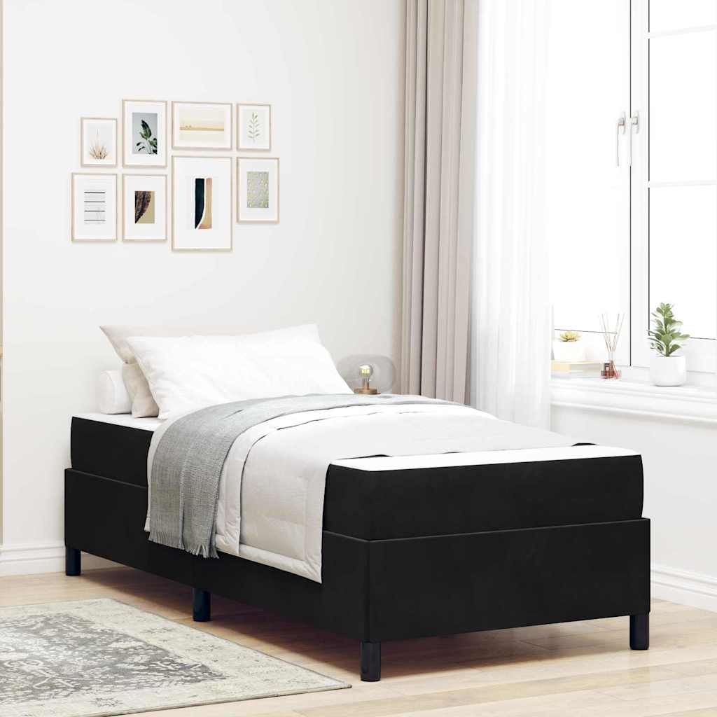 Bedframe met matras Zwart 100 x 200 cm Stof – afbeelding 1