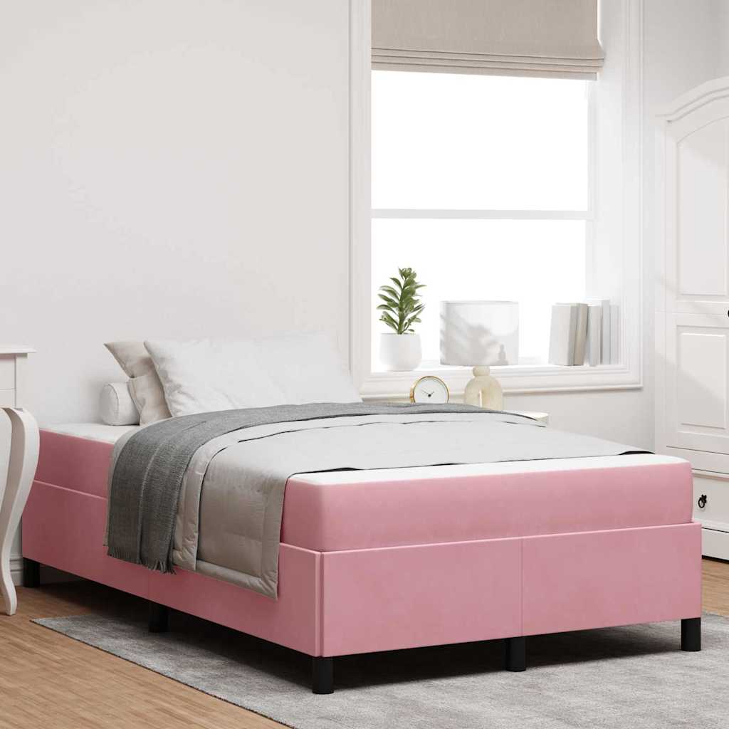 Bedframe met matras Roze 120 x 200 cm Stof – afbeelding 1
