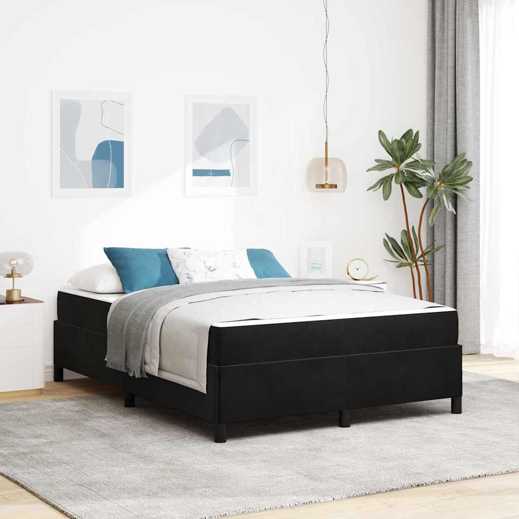 Bedframe met matras Zwart 140 x 190 cm Stof – afbeelding 1