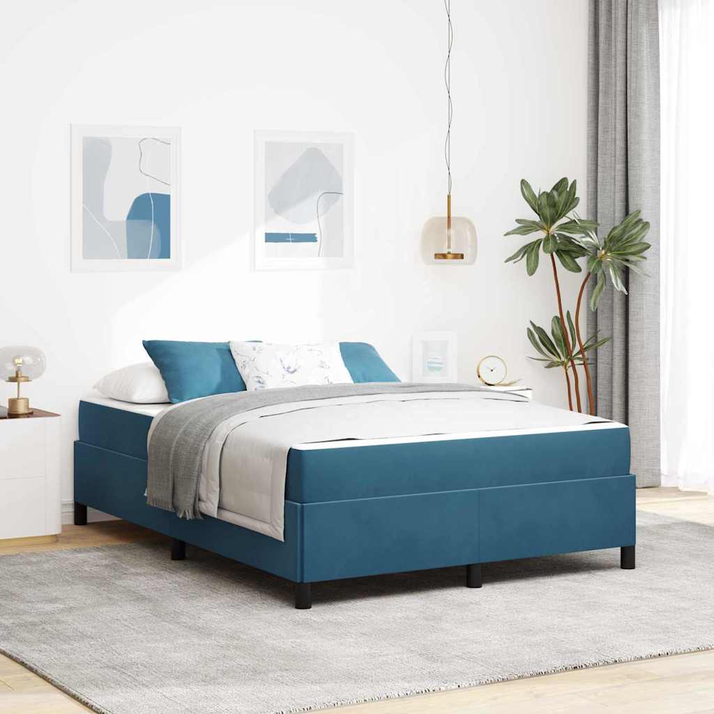 Bedframe met matras Donkerblauw 140 x 190 cm Stof – afbeelding 1