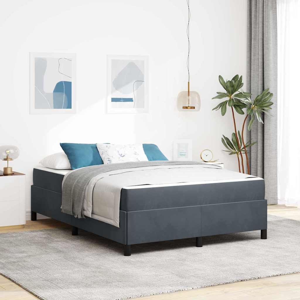 Bedframe met matras Donkergrijs 140 x 200 cm Stof – afbeelding 1