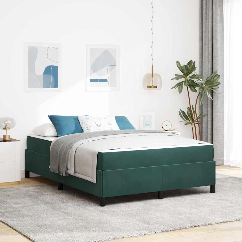 Bedframe met matras Donkergroen 140 x 200 cm Stof – afbeelding 1