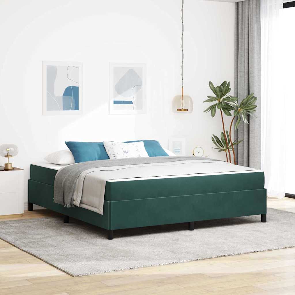 Bedframe met matras Donkergroen 180 x 200 cm Stof – afbeelding 1