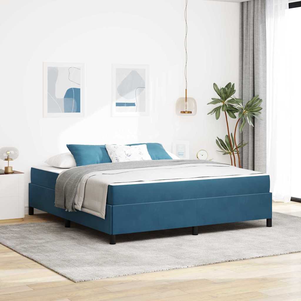 Bedframe met matras Donkerblauw 180 x 200 cm Stof – afbeelding 1