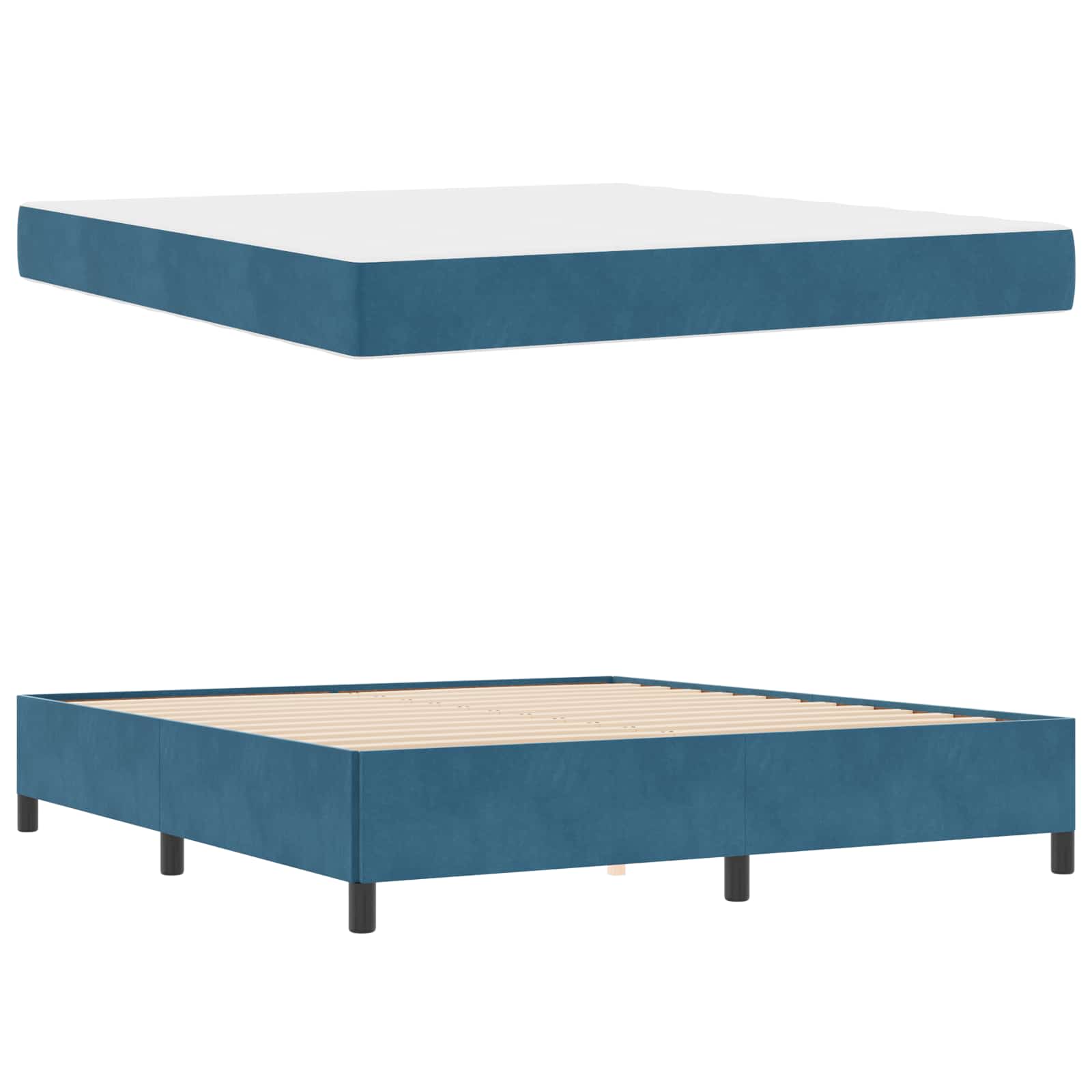 Bedframe met matras Donkerblauw 180 x 200 cm Stof – afbeelding 5