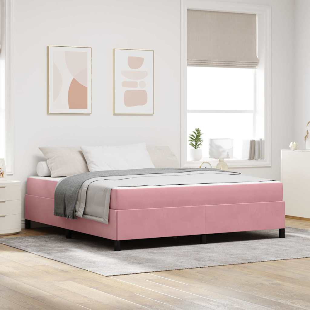 Bedframe met matras Roze 180 x 200 cm Stof – afbeelding 1