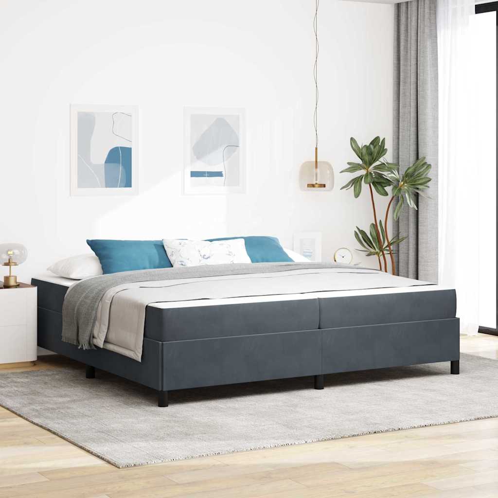 Bedframe met matras Donkergrijs 200 x 200 cm Stof – afbeelding 1