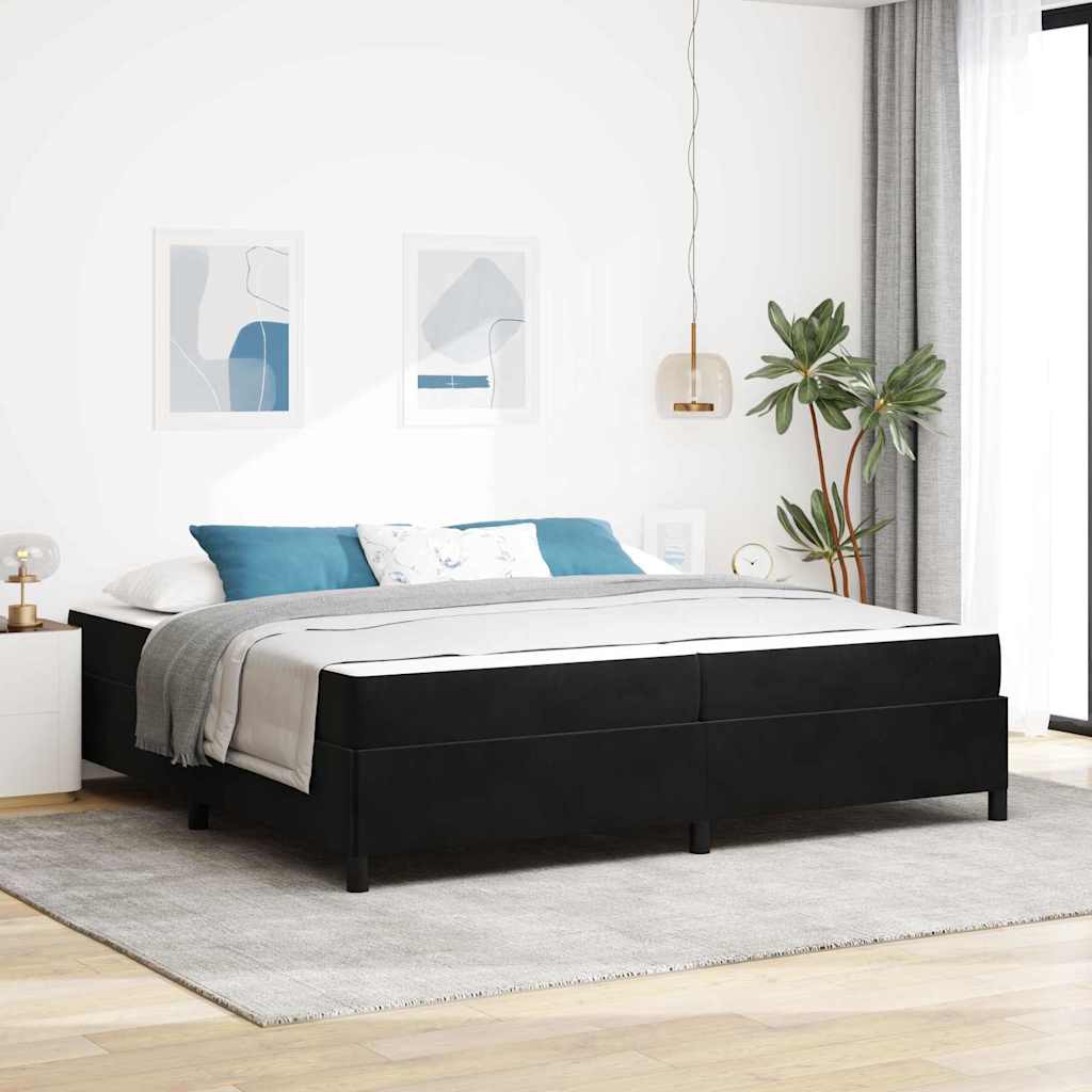 Bedframe met matras Zwart 200 x 200 cm Stof – afbeelding 1