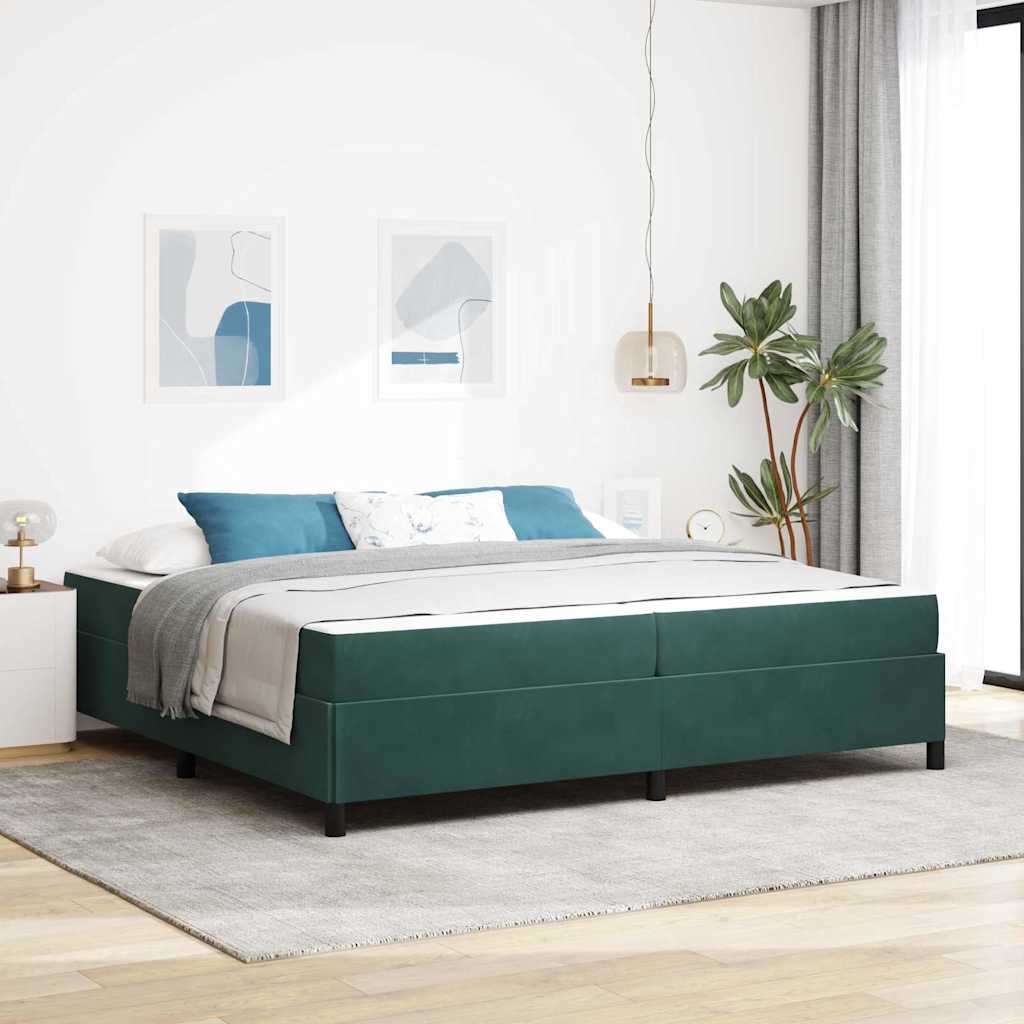 Bedframe met matras Donkergroen 200 x 200 cm Stof – afbeelding 1