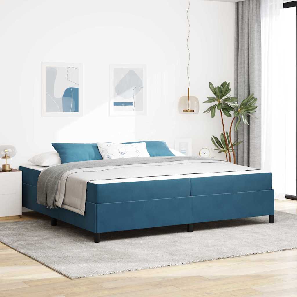 Bedframe met matras Donkerblauw 200 x 200 cm Stof – afbeelding 1
