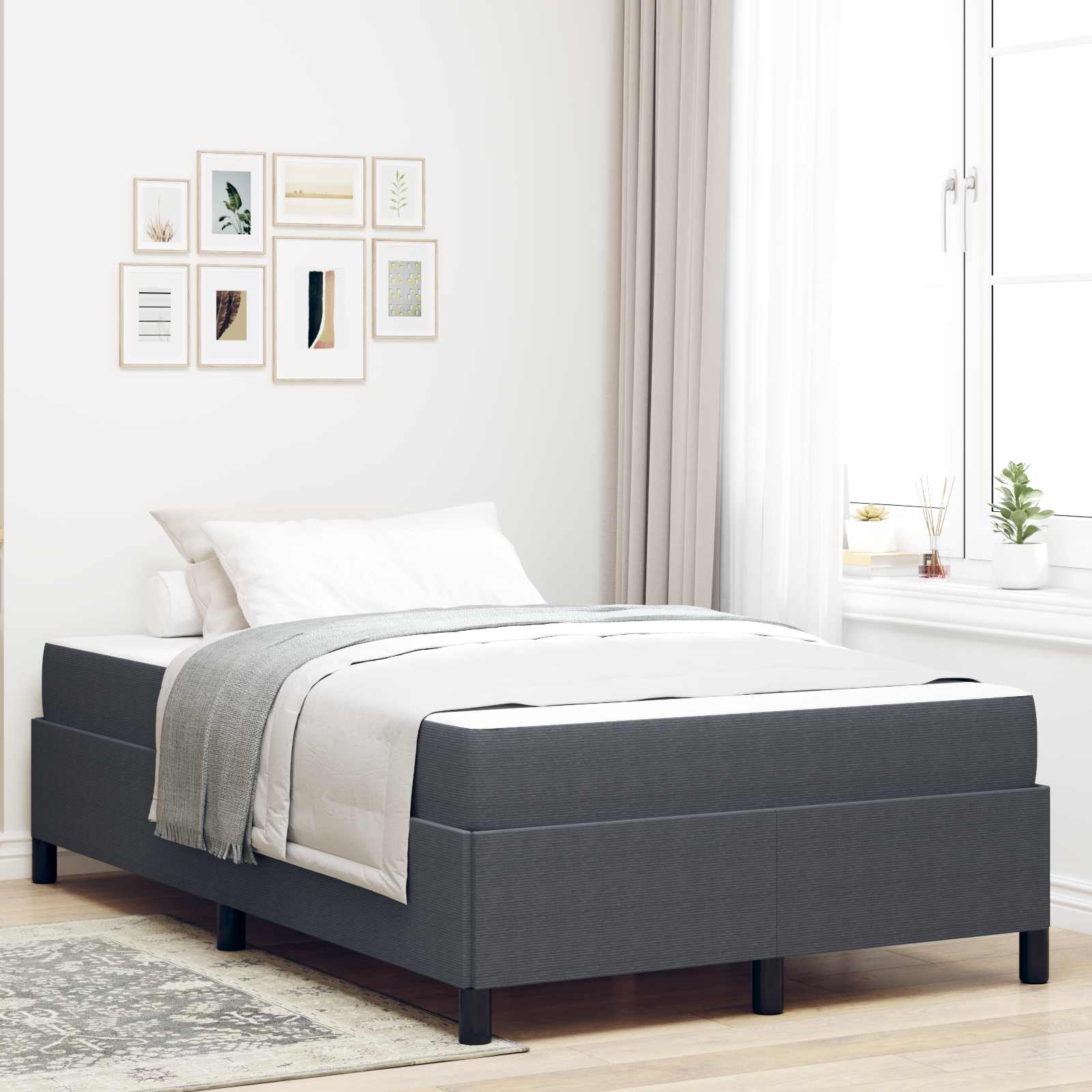 Bedframe met matras Donkergrijs 120 x 190 cm Stof – afbeelding 1
