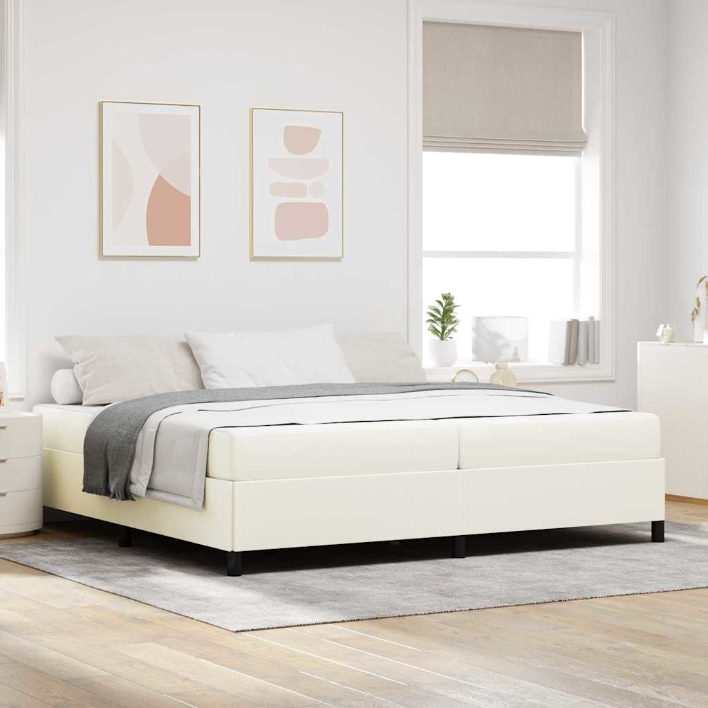 Bedframe met matras Crème 200 x 200 cm Stof – afbeelding 1