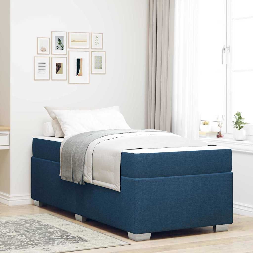 Bedframe met matras Blauw 90 x 200 cm Stof – afbeelding 1