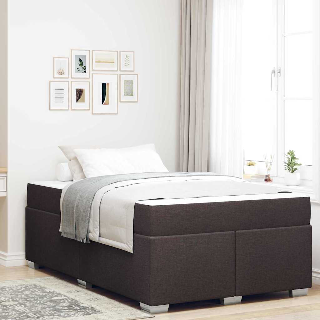 Bedframe met matras Donkerbruin 120 x 200 cm Stof – afbeelding 1