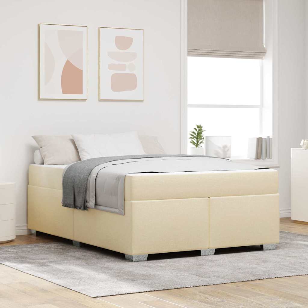 Bedframe met matras Crème 140 x 200 cm Stof – afbeelding 1