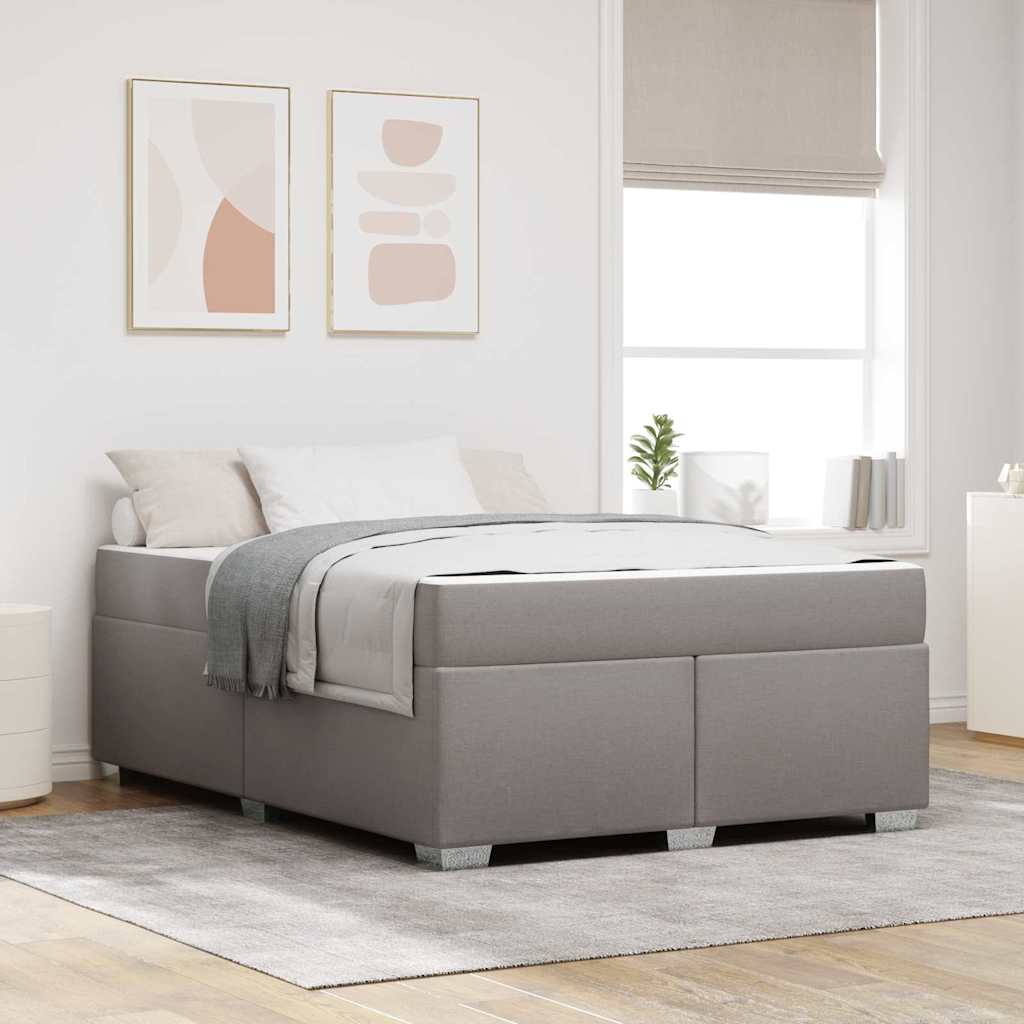 Bedframe met matras Taupe 160 x 200 cm Stof – afbeelding 1