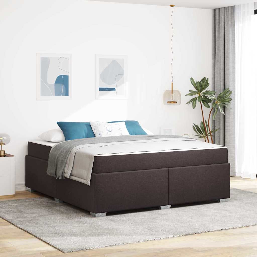 Bedframe met matras Donkerbruin 180 x 200 cm Stof – afbeelding 1