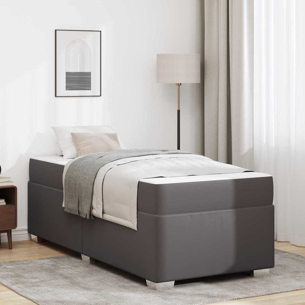 Bedframe met matras Grijs 90 x 200 cm Stof – afbeelding 1