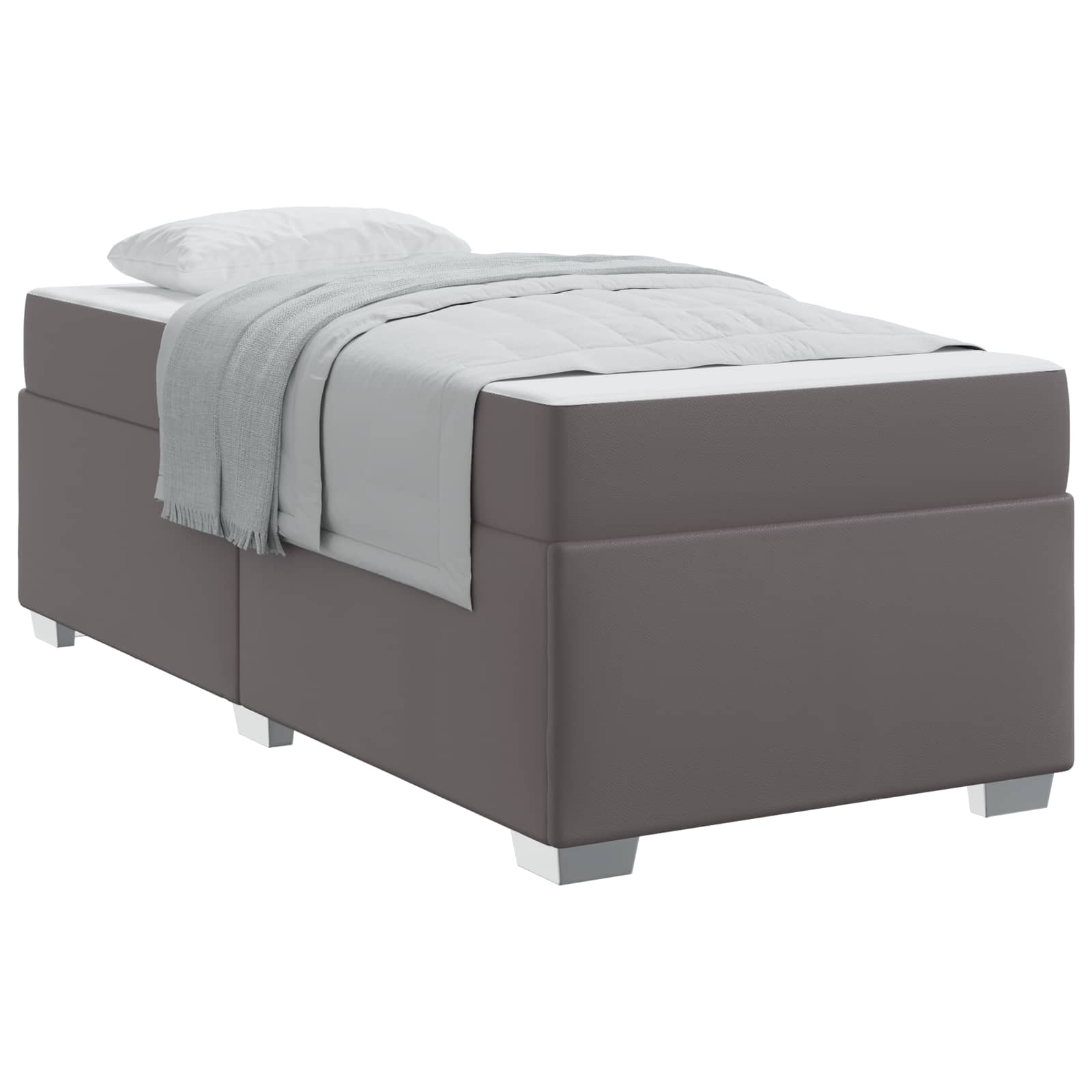 Bedframe met matras Grijs 90 x 200 cm Stof – afbeelding 2