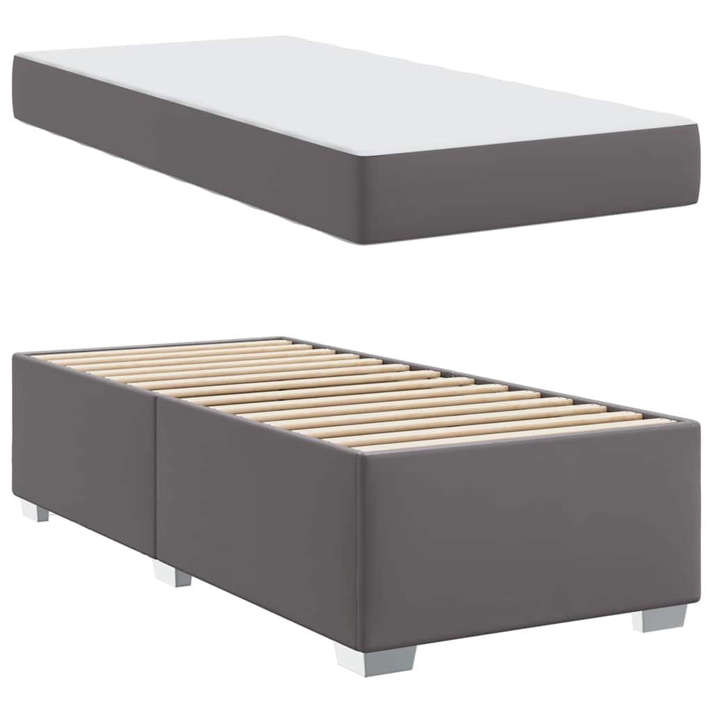 Bedframe met matras Grijs 90 x 200 cm Stof – afbeelding 4
