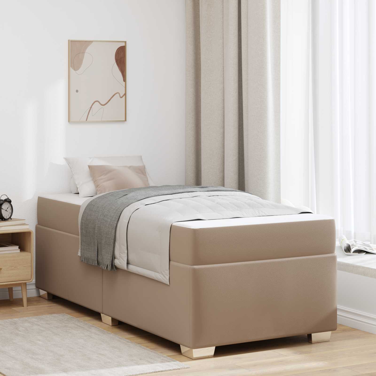Bedframe met matras Cappuccino 90 x 200 cm Stof – afbeelding 1