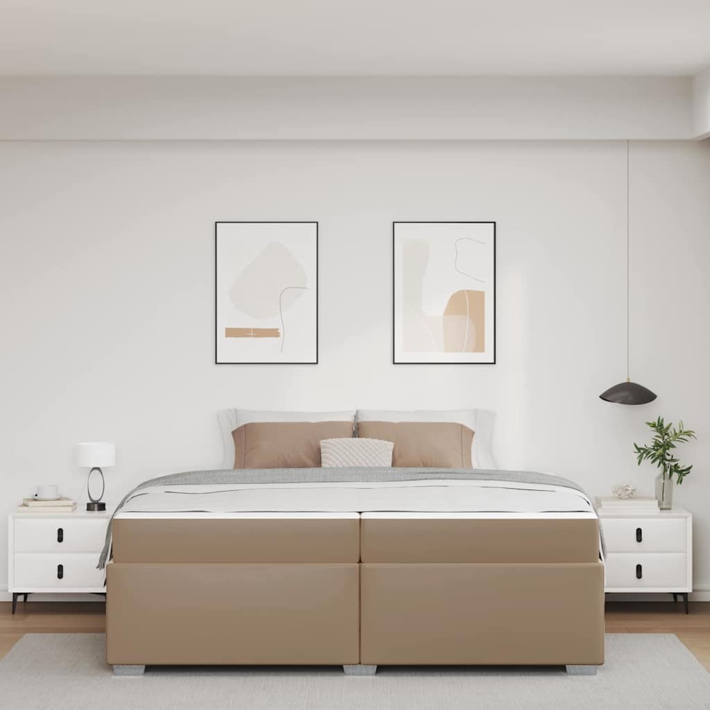 Bedframe met matras Cappuccino 200 x 200 cm Stof – afbeelding 3