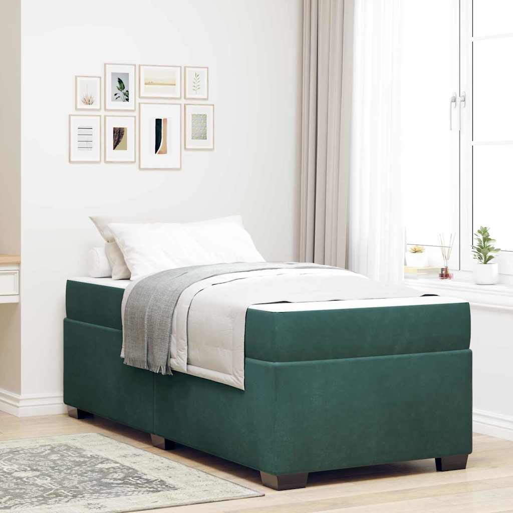 Bedframe met matras Donkergroen 100 x 200 cm Stof – afbeelding 1